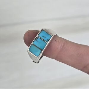 Vintage Sterling Silver Turqouise Ring Sz 10.5